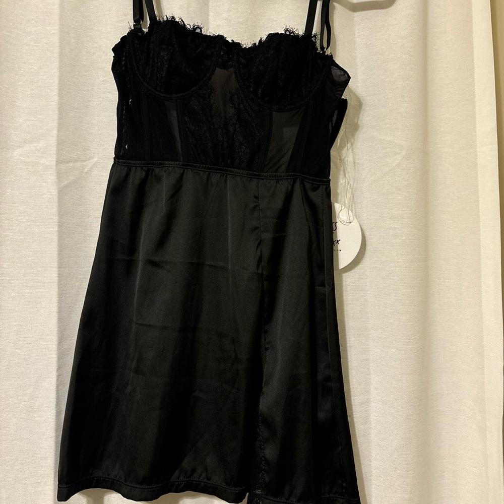 Black lace & satin princess Polly dress